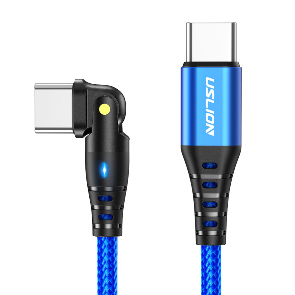 () Uslion Us0177 1M Pd 60W Type-C To Type-C Cable 180-Degree Rotation Charging Cord - Blue/Black 6914288514736