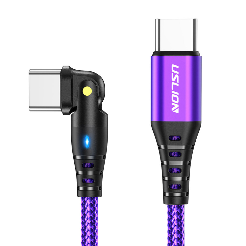 () Uslion Us0177 1M Pd 60W Type-C To Type-C Cable 180-Degree Rotation Charging Cord - Purple/Black 6914288827027