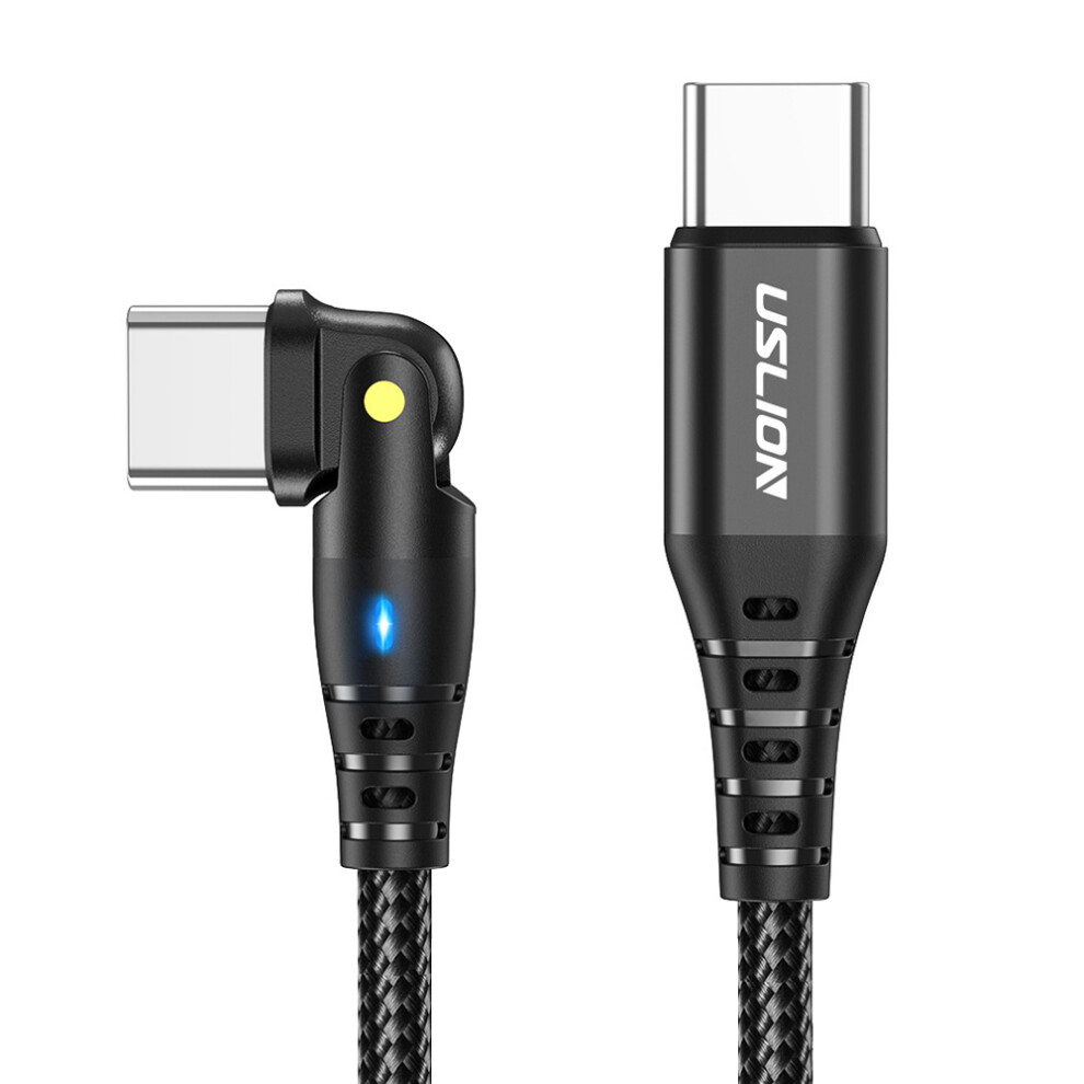 () Uslion Us0177 2M 60W Type-C To Type-C Cable 180-Degree Rotation Pd Charging Cord With Led - Black/Light 6914285322228