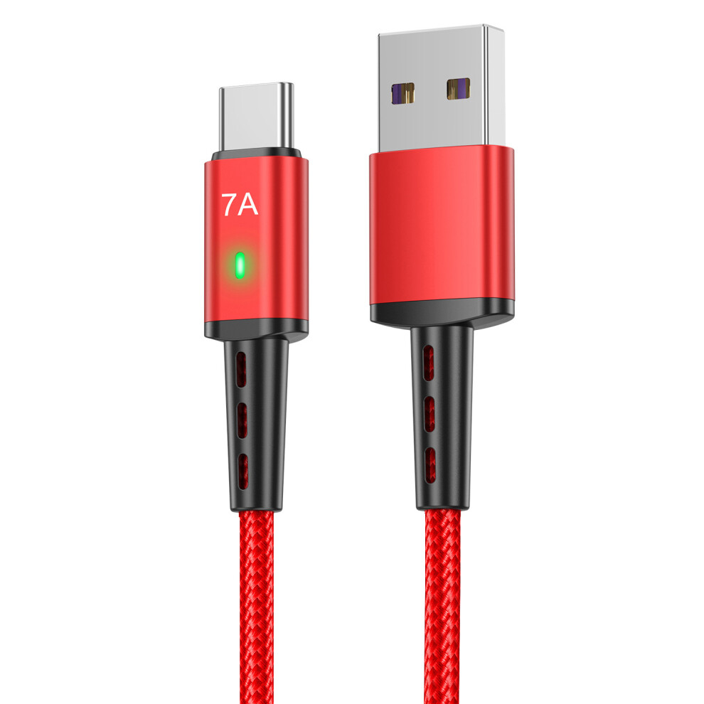 () Uslion Us0188 Usb-A To Usb-C Charging Cable 1M Braided Data Cord - Red/Black 6914289960495