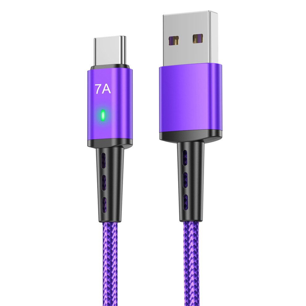 () Uslion Us0188 Usb-A To Usb-C Charging Cable 1M Braided Data Cord - Purple/Black 6914281022986