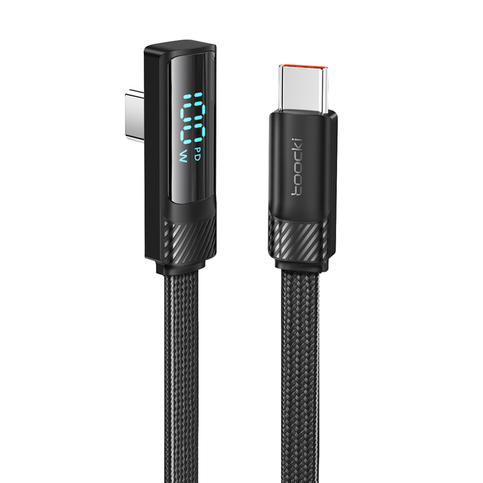 Toocki Tq-X50c2 2M Angled Type-C 100W Fast Charging Cord 480Mbps Data Transfer Cable - Black 6914286879318