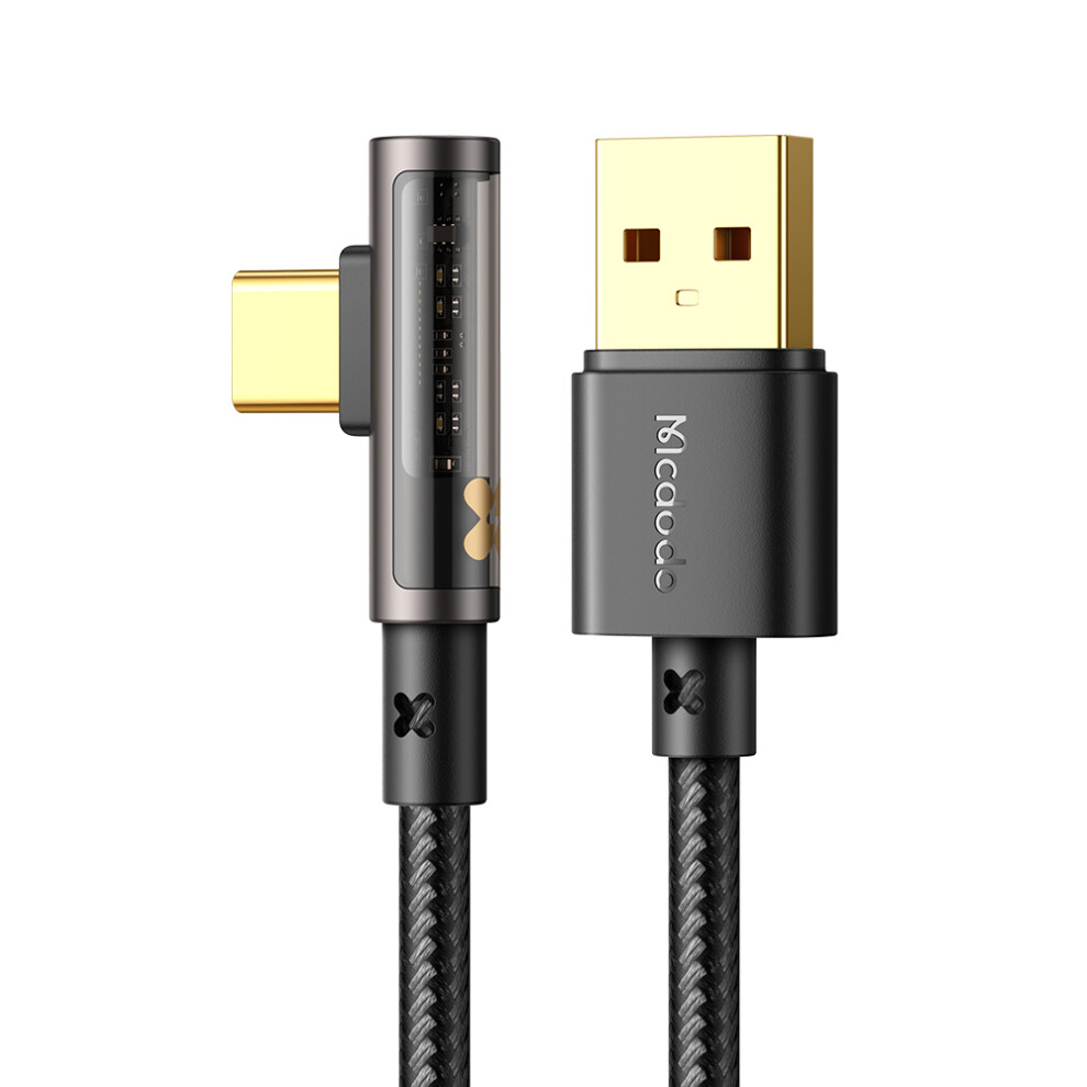 Mcdodo Ca-3380 Mdd 1.2M Usb-A To Type-C 90-Degree Elbow Data Cable 6A Fast Charging Transparent Cord 6914282575412