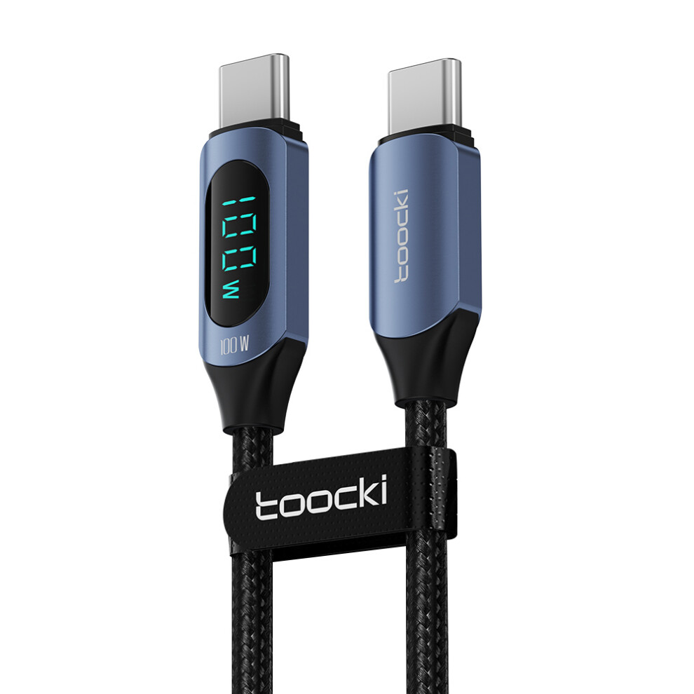 (Blue) Toocki Tq-X03 2M Digital Display Data Cable Usb-C To Usb-C Pd 100W Charging Cord - Blue 6914282693055