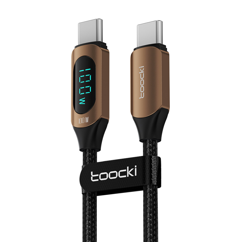 () Toocki Tq-X03 2M Digital Display Data Cable Usb-C To Usb-C Pd 100W Charging Cord - Brown/Blue 6914285746079