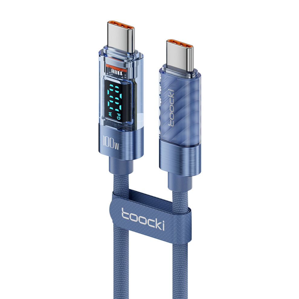 () Toocki Tq-X36c2 1M Type-C Cell Phone Cable 100W Fast Charging Cord - Blue/Grey 6914280783000
