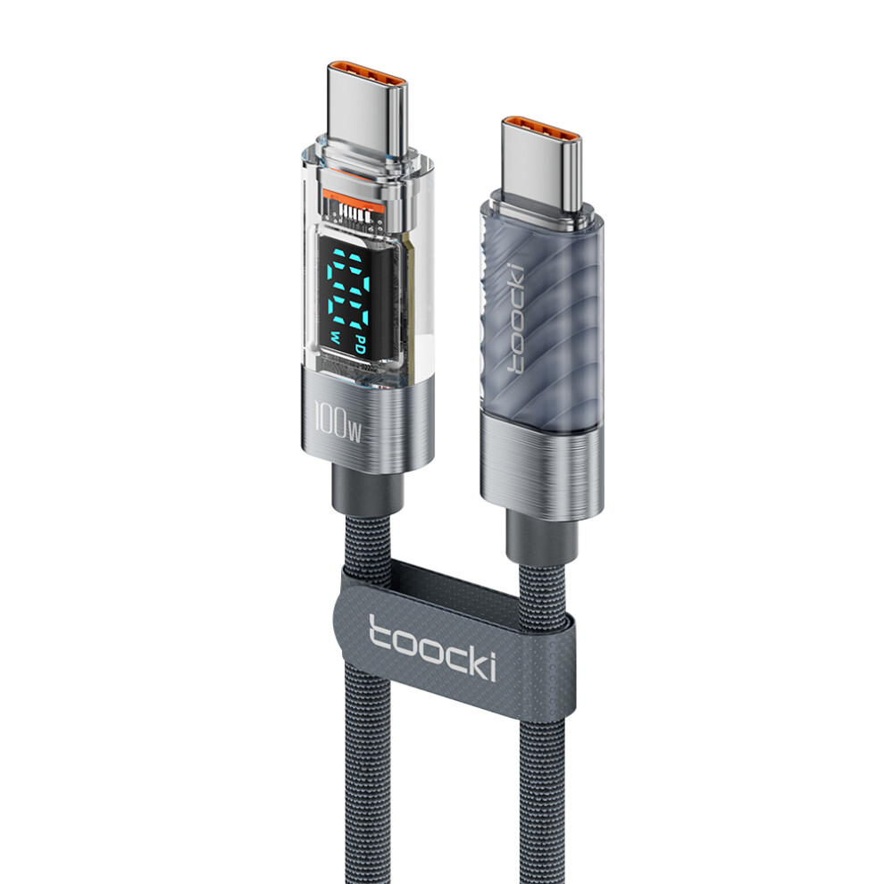 (Grey) Toocki Tq-X36c2 1M Type-C Cell Phone Cable 100W Fast Charging Cord - Grey 6914280285580