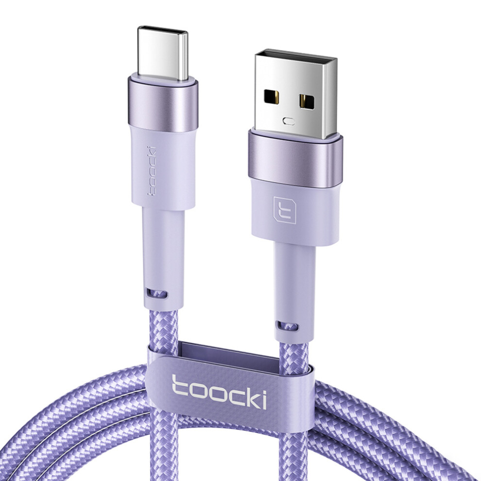 () Toocki Tq-X16a3 1M Usb To Type-C 3A Fast Charging Data Cable Braided Wire - Purple/Black 6914285799518