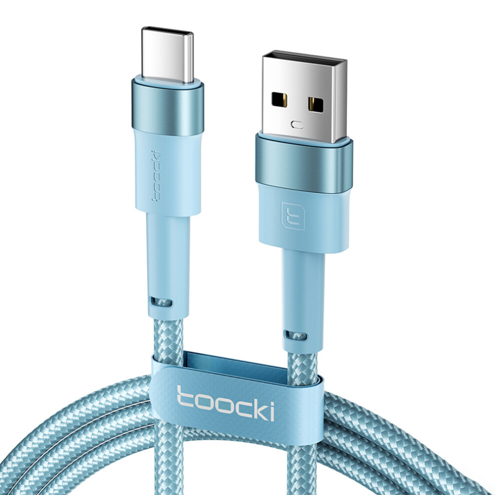 () Toocki Tq-X16a3 1M Usb To Type-C 3A Fast Charging Data Cable Braided Wire - Blue/Black 6914282211464