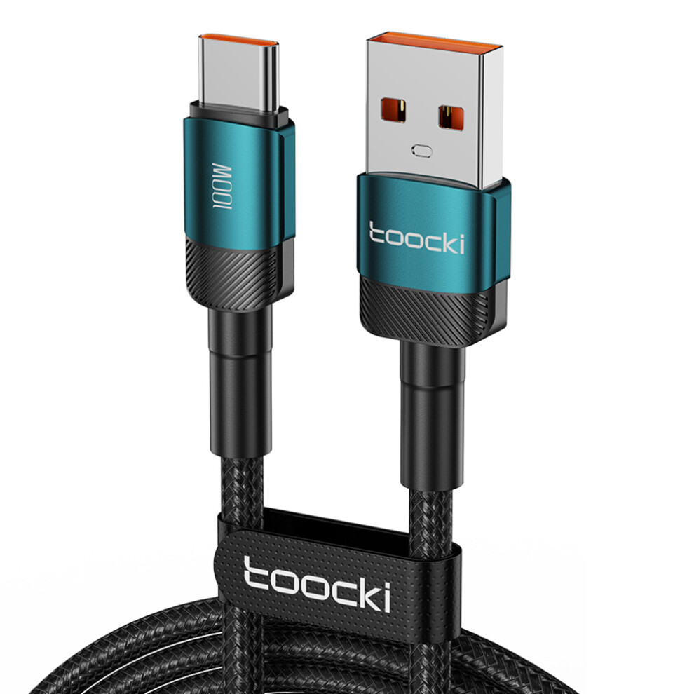 () Toocki Tq-X12a2 2M Usb To Type-C 100W Charge Cord 480Mbps Data Transfer Cable - Green/Blue 6914285276125