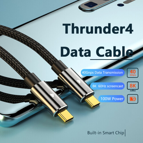 Thunderbolt 4 0.8m 100W 40Gbps 8K 60Hz Nylon Braided Data Cable 1