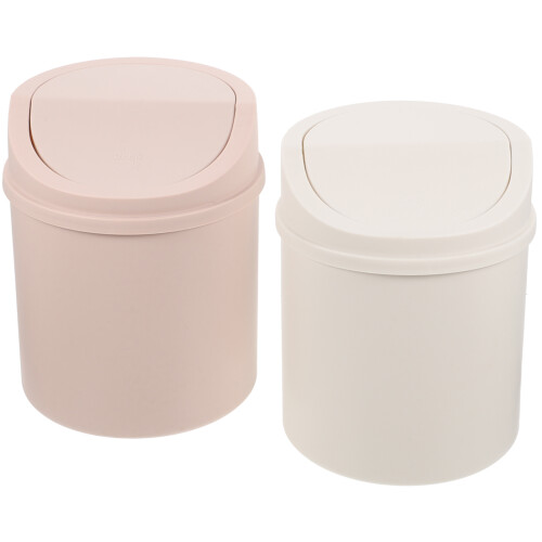 2Pcs Cute Trash Can for Bedroom Table Waste Bin ABS Assorted Colors