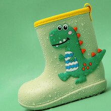 Kinder wasserdichte EVA-Regenstiefel Grün 16cm Cartoon-Muster Weiche Sohle