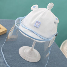 Baby-Gesichtsschutzmütze mit abnehmbarer transparenter Schutzscheibe, Blau, Baumwolle & Polyester