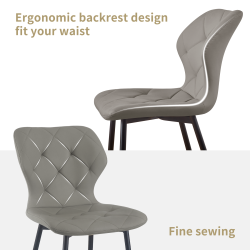 AINPECCA 2PCS Dining Chairs PU Grey Widen Backrest Kitchen 2
