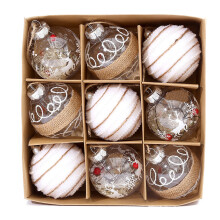 (type3) 9pcs Clear Glitter Ornaments Set 9Pcs Christmas Baubles With Multiple