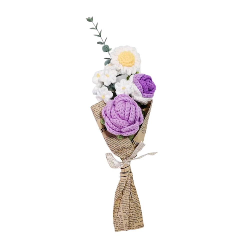 Handmade Knitted Bouquet Floral Arrangement Mother Day Looks Realistic-image-OPC-PJYSPBZ-NEW