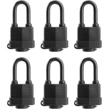 Pack of 6 waterproof padlocks with keyed alike keys