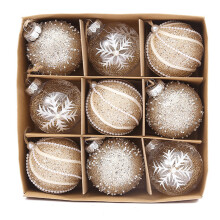 (type2) 9piece Christmas Baubles Set 9Pcs Clear Glitter Ornaments With