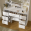 Vanity Makeup Table Set w/ 10LED Lights Mirror,7 Drawers Desk Stool UK 8