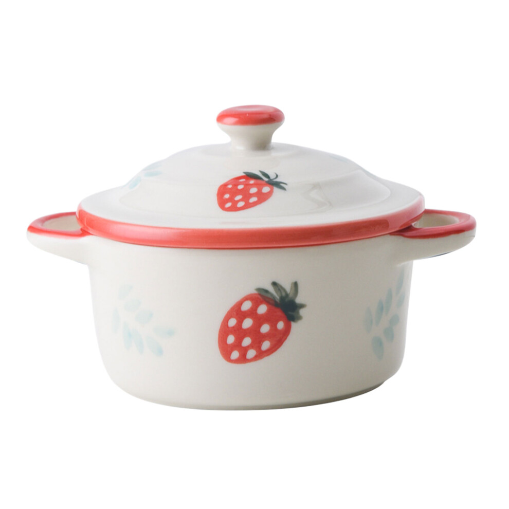 (Strawberry) Easy To Clean Ceramic Bowl Steam Soup Convenient Storage Ceramic Bowl-image-OPC-PJYT2D7-NEW