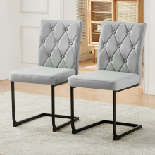 (2PCS PU Light Grey) Set of 2/4 Dining Chairs Wider Back Home Office
