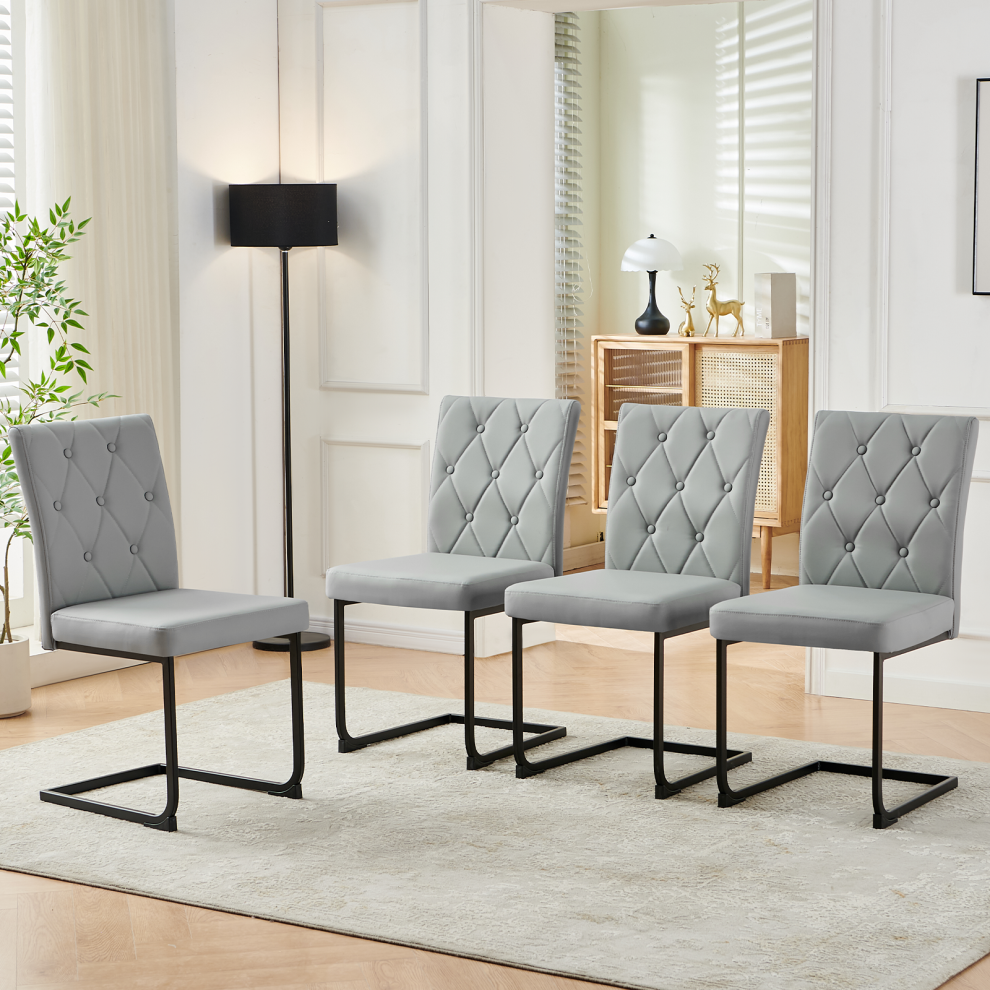 Photos - Chair  Set of 2/4 Dining  Wider Back Home Office(4PCS PU Light Grey)