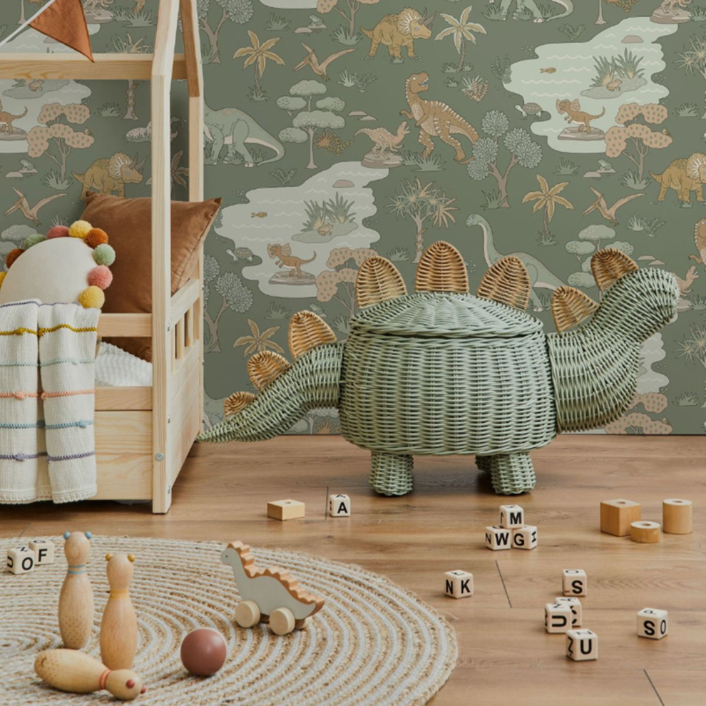 Kids Green Dino Wallpaper Dinosaurs Snakes Frogs Feature 5060729373156