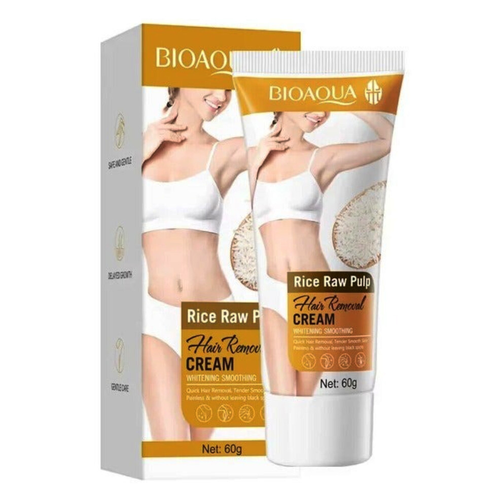 BIOAQUA Rice Raw Pulp Hair Ramoval Cream |Gentle & Effective Body Hair Removal - 60g