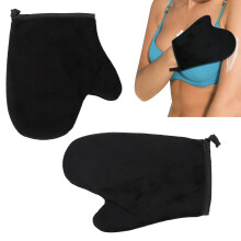 Wiederverwendbarer Flanell-Tanning-Handschuh 2 Stück Für gleichmäßige Anwendung Schwarz