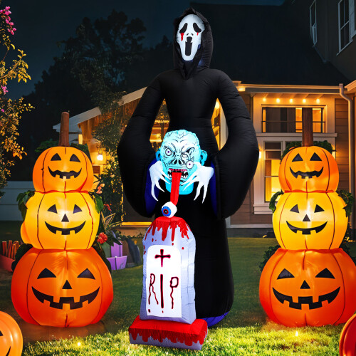 Living And Home 8.9FT Halloween Inflatable Grim Reaper with Built-in Lights 2