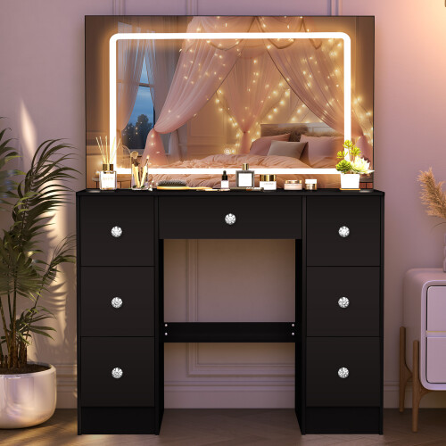 Large Dressing Table W/ Smart HD Mirror 7 Drawers