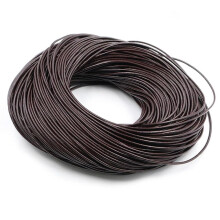 Real Cowhide Leather Round Cord 1.0/1.5/2/2.5/3/4/5mm for DIY Bracelets, Deep Coffee Color, 5 Meters Long