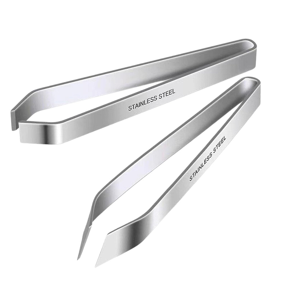 Stainless Steel Fish Bone Tweezer Set with Flat and Slant Tweezers, 2 Pcs Fish Bone Remover for Cooking and Plucking Feathers