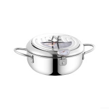 Stainless Steel Deep Fryer Pot with Thermometer, Oil Drip Rack, 2.2L / 3.2L Capacity, Kitchen Cooking Equipment