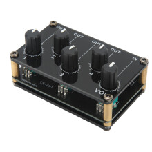 Mini Stereo-Audio-Mixer, 4 Kanäle, Acryl, Metall, Sensitivität, Schwarz