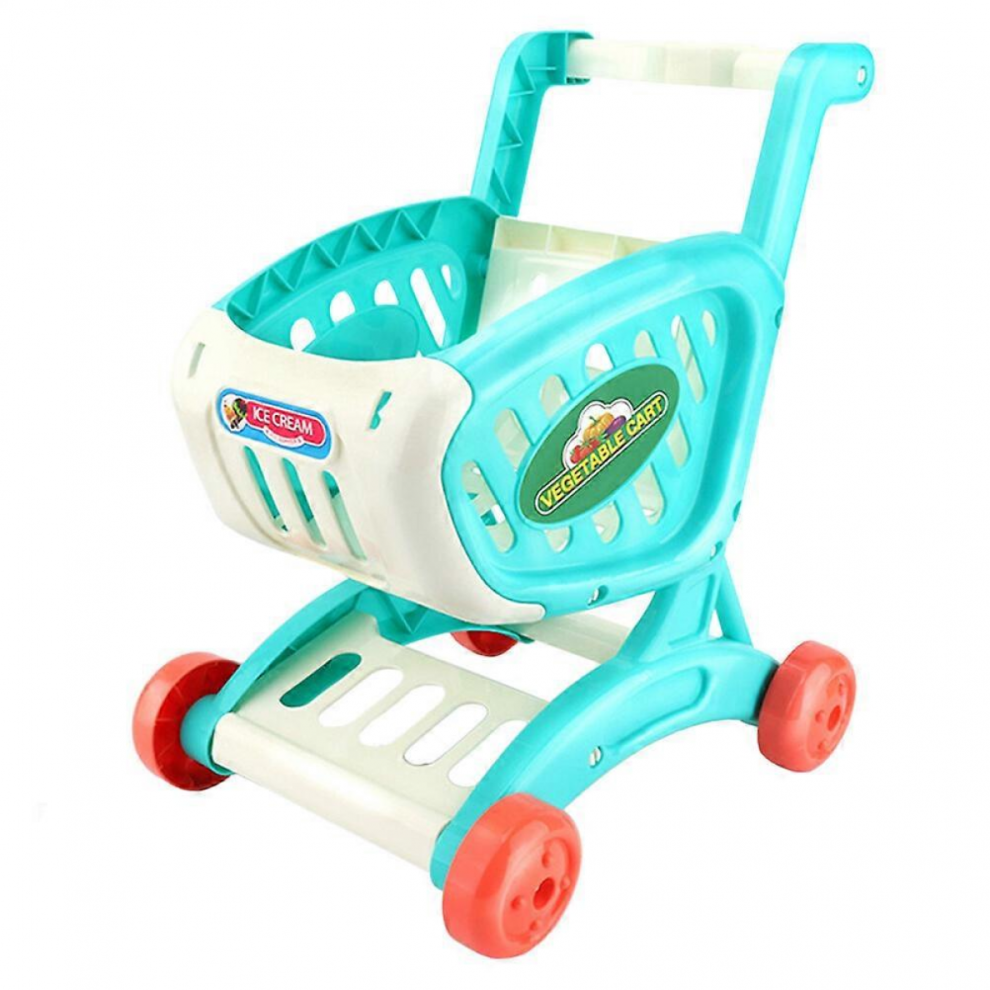 1Pc Kids Mini Supermarket Cart Toy Children Simulation Shopping Cart Toy Blue 30.5X25X22CM-image-OPC-PJYTHZD-NEW
