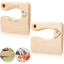 2 Pcs Wooden Kids Knife for Cooking, Safe Children's Knives for Cutting Veggies and Fruits