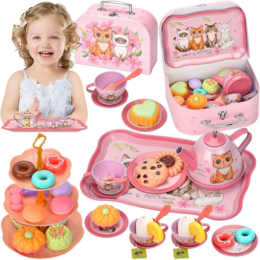 50 Pcs Pink Kids Tea Party Set Toys for Toddlers-image-OPC-PJYTJCX-NEW