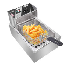 Electric Deep Fryer 6L with Basket and Lid, Stainless Steel Countertop Fryer for Turkey, Fries, Donuts and More