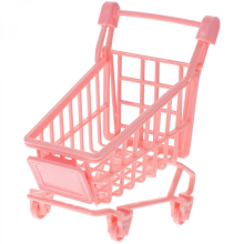 2 Pcs PVC Mini Shopping Cart Toy, Doll Storage Rack for Kids Toddlers Play, 11*11.5*8.5cm Random Color