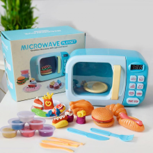 Multifunctional Electric Microwave Oven Pretend Play Cooking Toy Set for Kids Blue