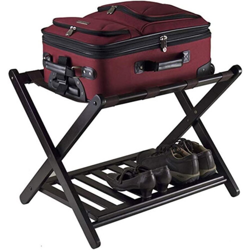 Luggage Rack for Guest Room, Foldable Double-Layer Luggage Stand, Bedroom Storage Solution, Space-Saving Design