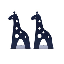 2Pcs Blue Giraffe Book Stoppers Nonskid Metal Bookends for Shelves
