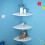 White Triangle Corner Shelf Wall Mounted Bamboo Bookshelf 5