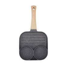 4-Loch Antihaft-Omelettpfanne 19cm Aluminium & Holzgriff, Schwarz