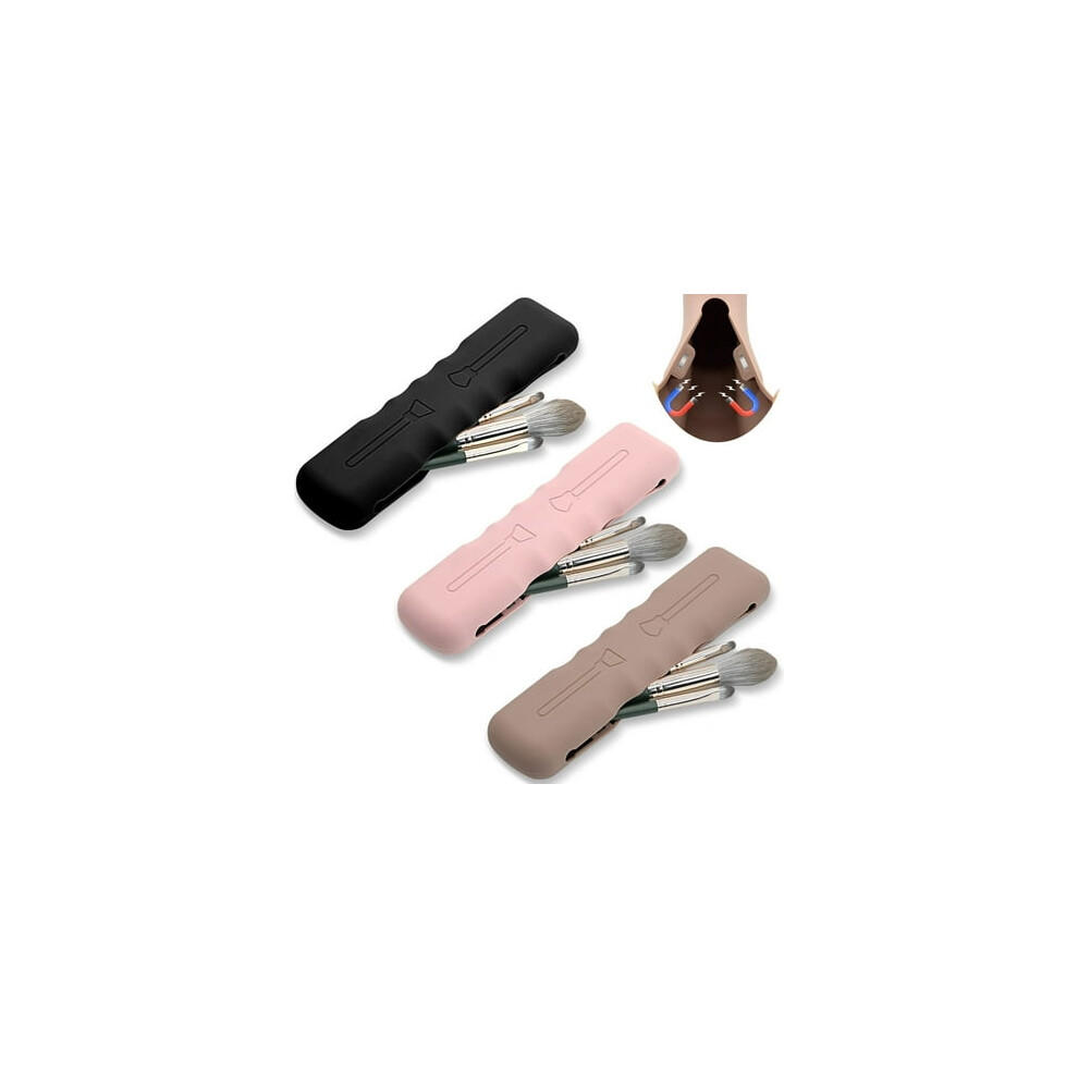 pack travel makeup brush holder organizer, silicone makeup brush organizer, portable makeup brush holder, soft makeup brush tool travel storage bag