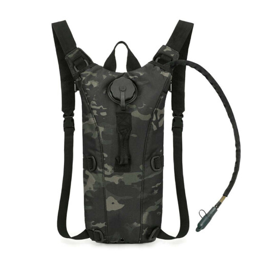 Waterproof Oxford Hydration Pack 2L Bladder Adjustable Backpack for Cycling Black Camouflage 1