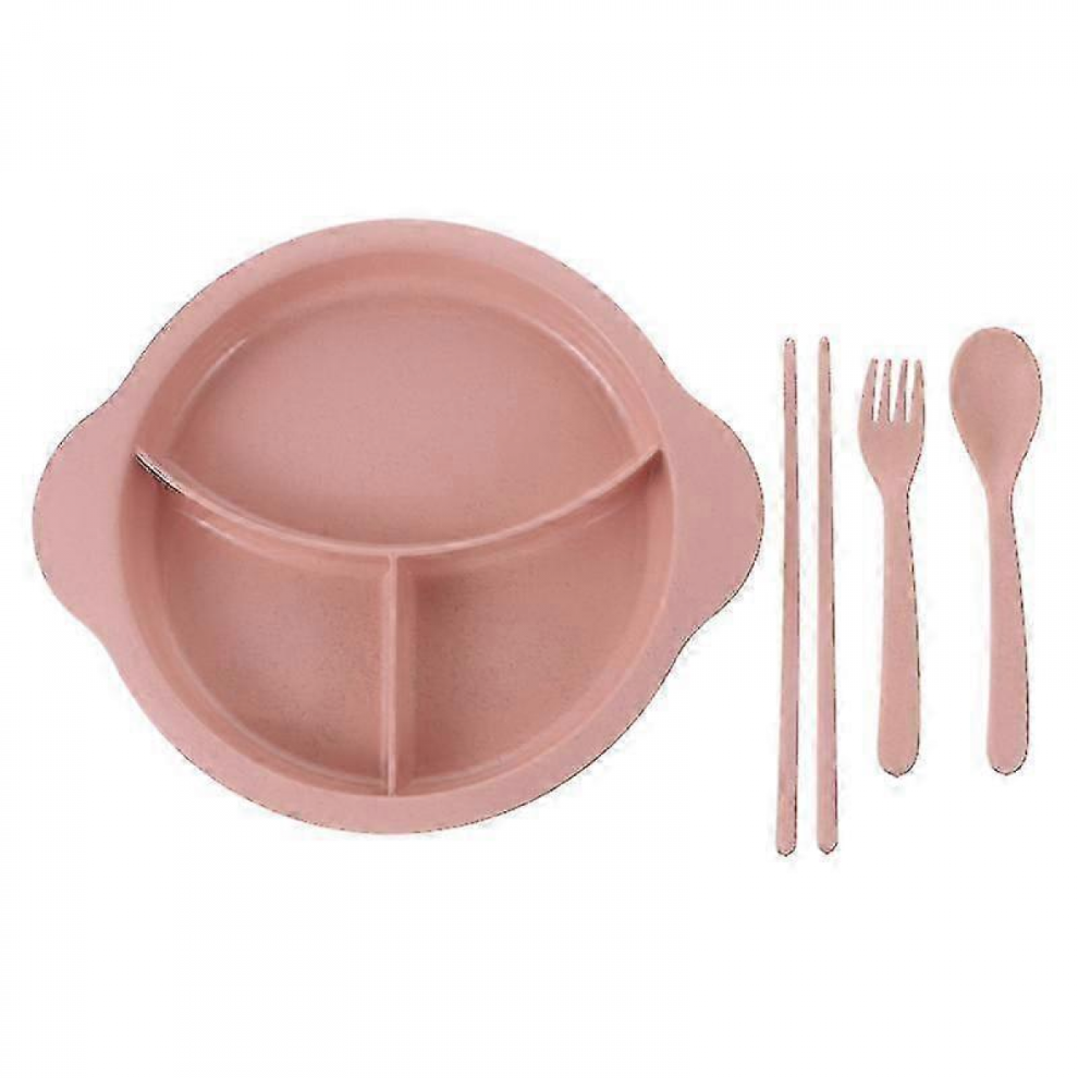 1 Set Wheat Straw Kids Divided Plates Assisted Feeding Dishes