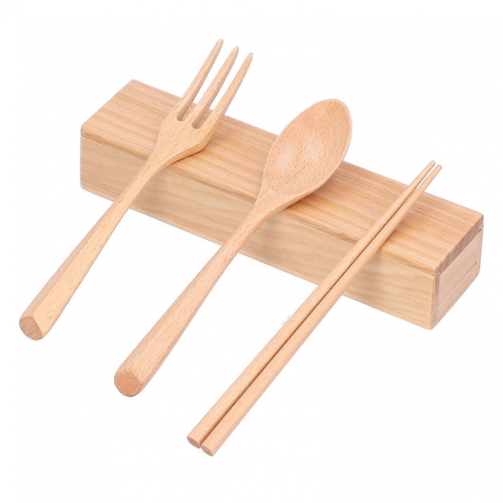 Portable Reusable Wooden Tableware Set with Chopsticks, Spoon, Fork, and Box-image-OPC-PJYTZ2B-NEW